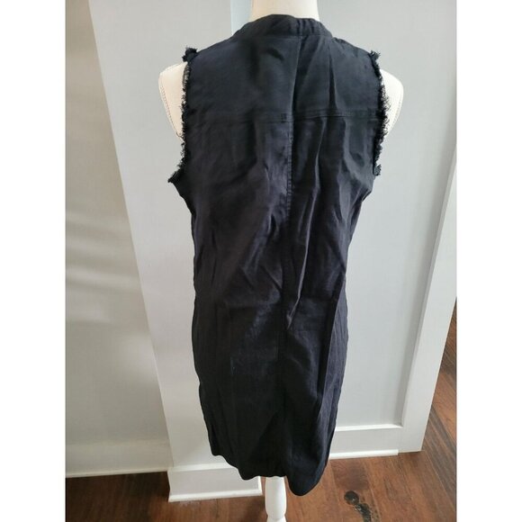 Trina Turk x INC Womens Dress M Black Linen Shift Lace Up Fringe Classic Beachy - Picture 3 of 5